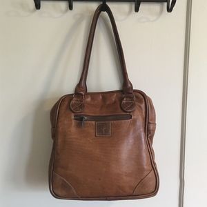 Camel Leather Zippered Tote - image 1